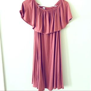 Rose ruffle shouldered dress